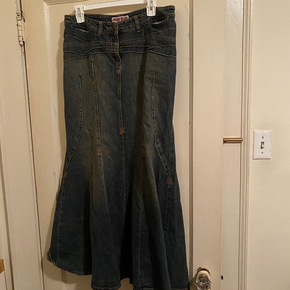 Mermaid tail style long jean skirt